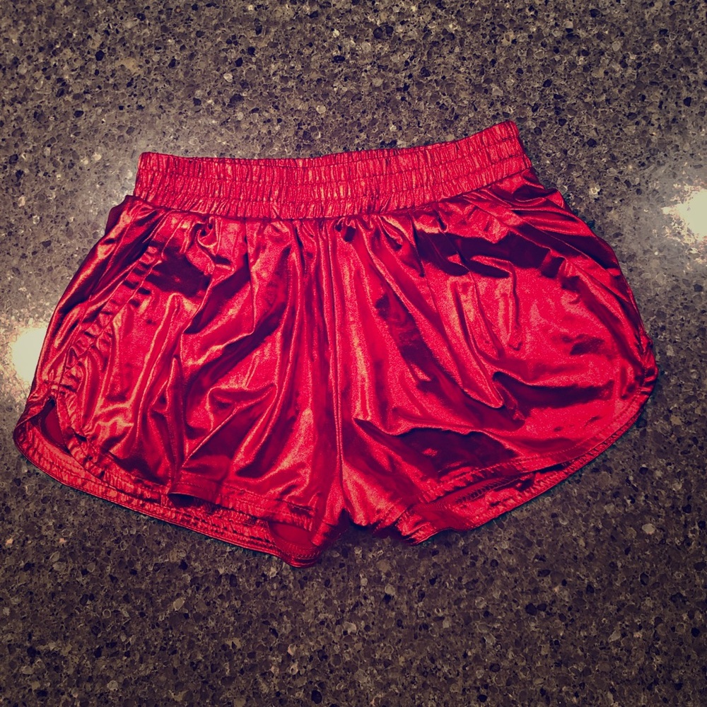 🛑SOLD🛑Red Shiny Rave Shorts - Picture 3 of 5